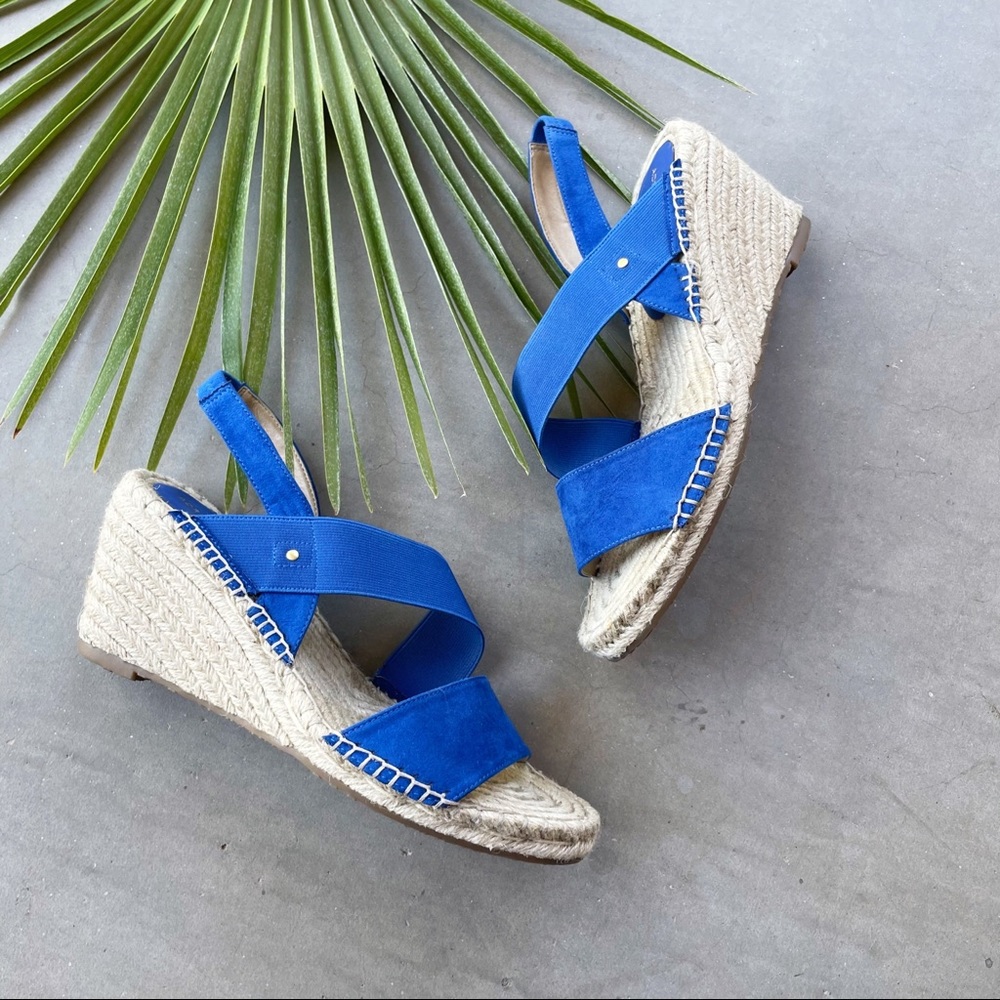 Adrienne Vittadini Royal Blue Espadrille Wedge Sandals - Picture 4 of 10